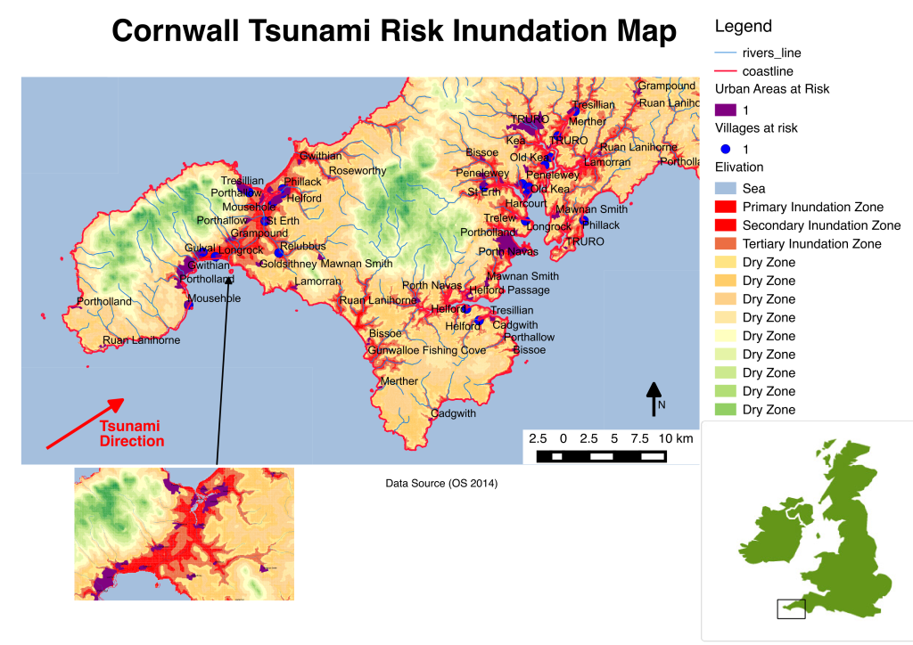 Cornwall Tsunami Map - R Walshe